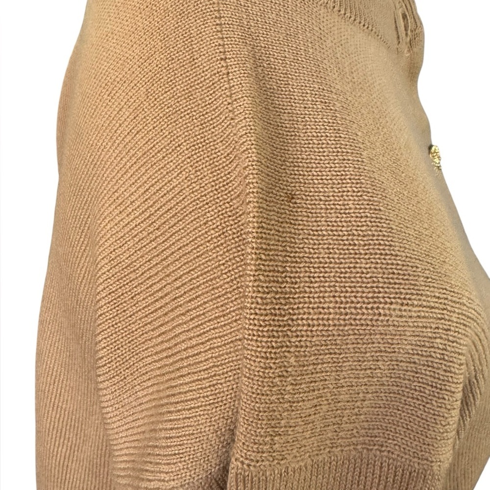 Ballantyne Scotland tan gold button wool Cardigan Sweater 40 M/L - Picture 8 of 13